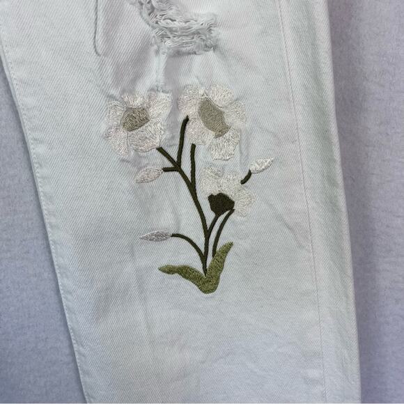 7 For All Mankind Jeans Womens 24 Easy White Straight Ankle floral Embroidery - Picture 15 of 16